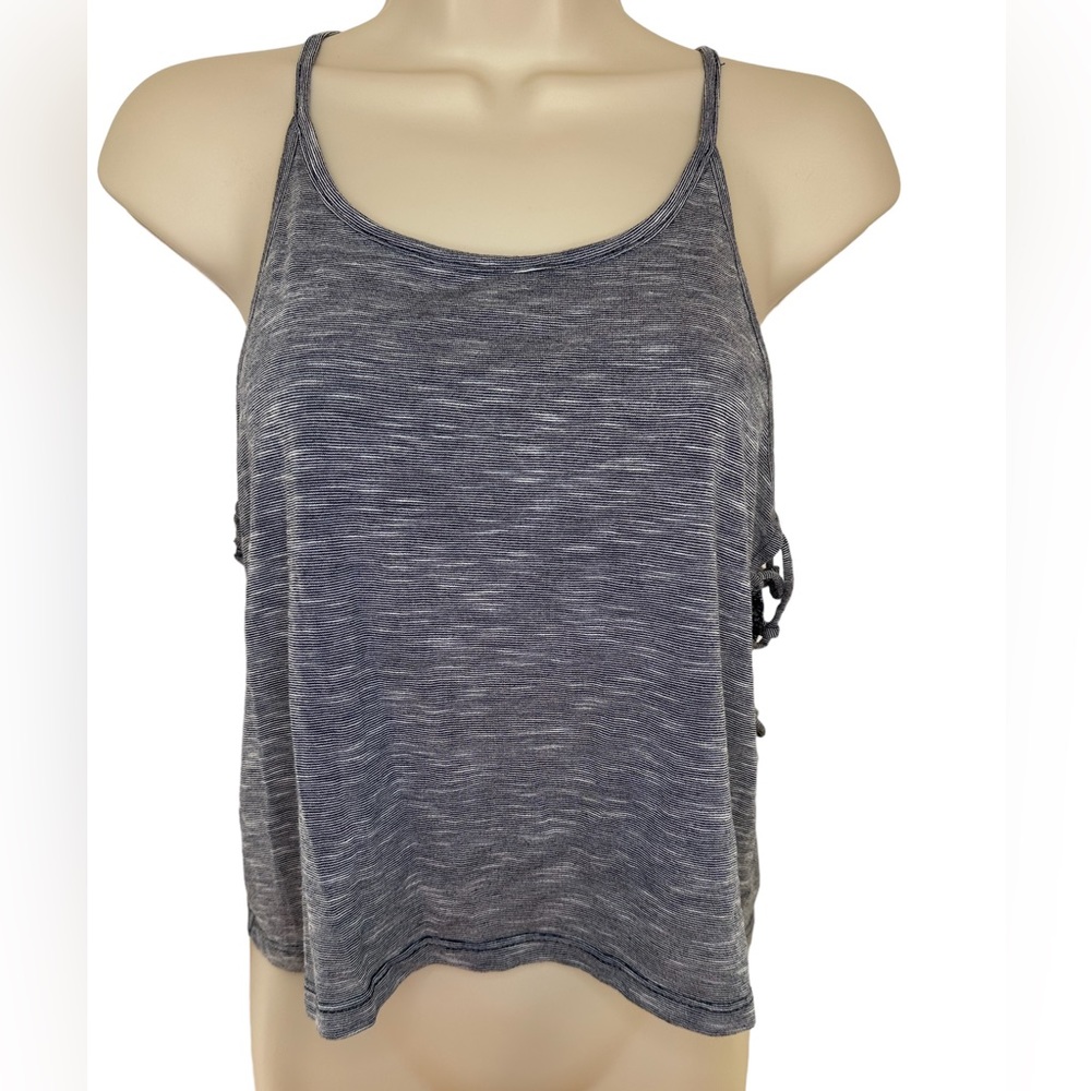 Aeropostale Live Love Dream Cropped Tank -Size Medium-Gray Crisscross sides